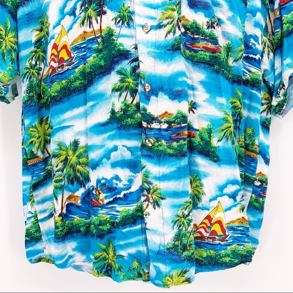 VINTAGE Paradise of the Pacific by Frank Hawaiian Button Down Shirt Size M - Picture 3 of 8